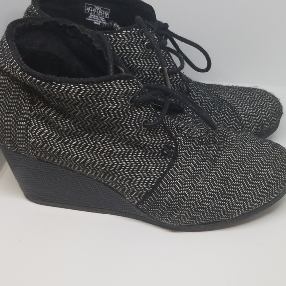 toms herringbone wedge bootie